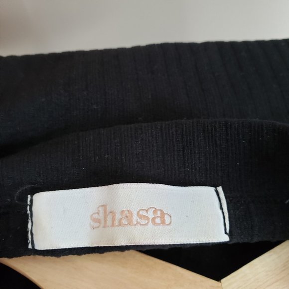 Shasa High Mock Neck Ribbed Black Crop Top - Picture 9 of 11